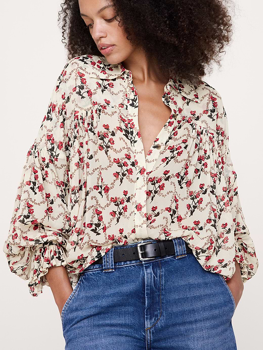 Banana Republic Viscose Balloon-Sleeve Blouse — photo 4