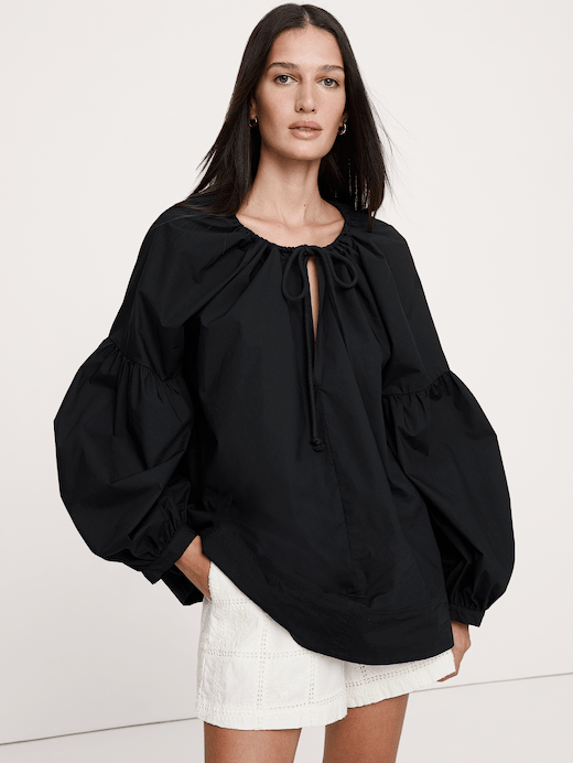 Banana Republic Cotton Poplin Drawstring Top — photo 1