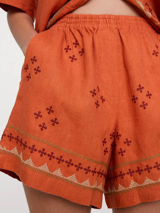 Banana Republic Embroidered Linen 4" Pull-On Short — photo 4