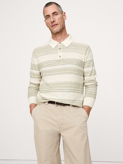 Banana Republic Stripe Cotton-Linen Sweater Polo — photo 1