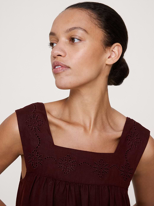 Banana Republic Embroidered Linen Square-Neck Dress — photo 4