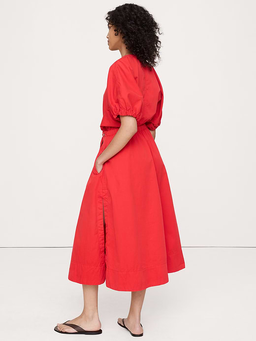 Banana Republic Cotton Twill Puff-Sleeve Midi Dress — photo 3