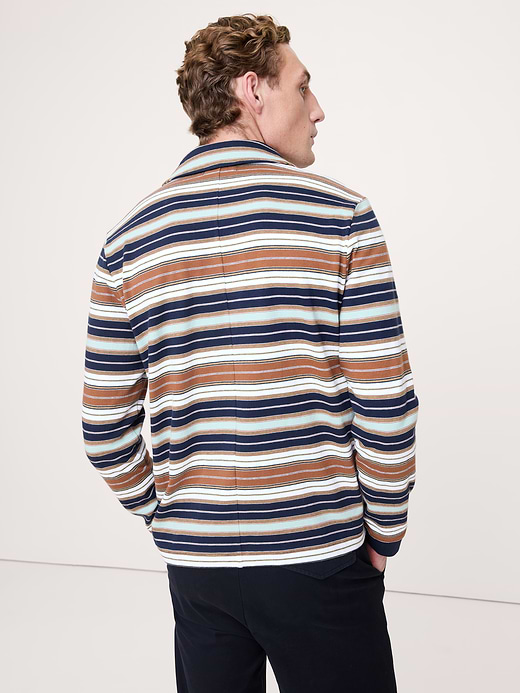 Banana Republic Relaxed Stripe Cotton Johnny-Collar Polo — photo 3