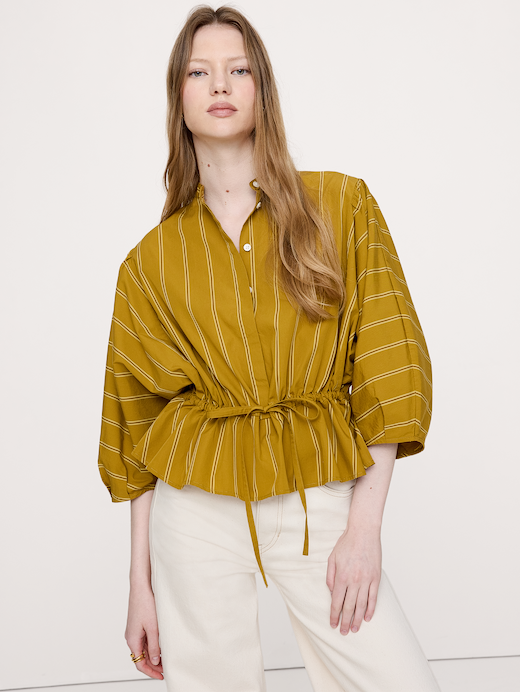 Banana Republic Cotton Poplin Tie-Waist Top — photo 4