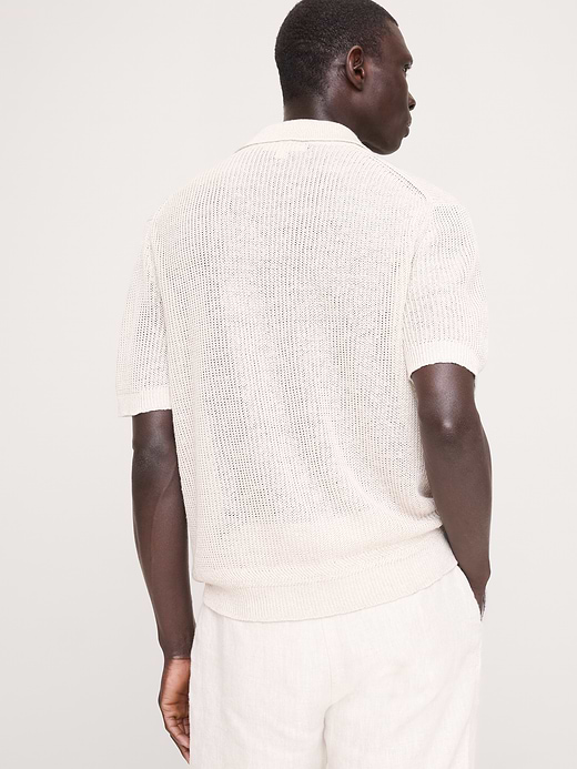 Banana Republic Linen-Cotton Johnny-Collar Sweater Polo — photo 3