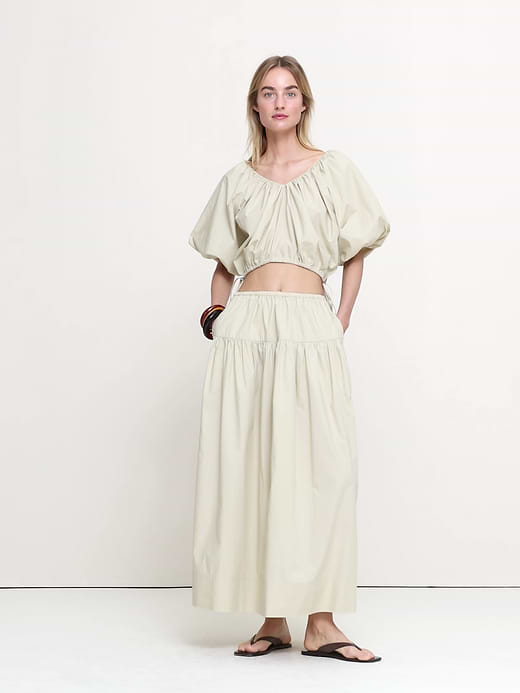 Banana Republic Tiered Cotton Poplin Maxi Skirt — photo 6