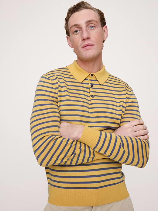 Banana Republic Merino Stripe Long-Sleeve Sweater Polo — photo 1