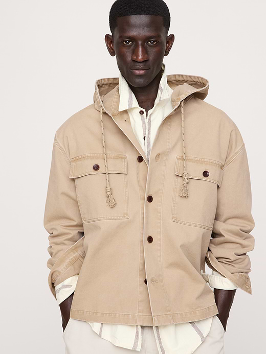 Banana Republic Cotton Twill Hooded Overshirt — photo 4