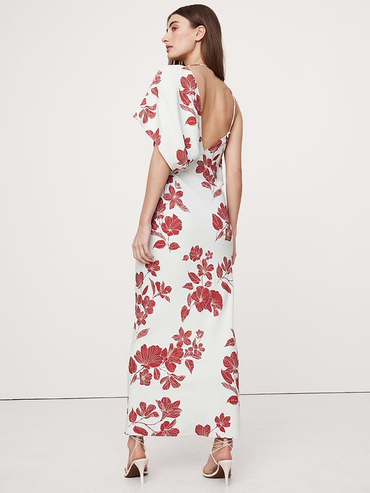 Banana Republic Stretch-Crepe Asymmetrical Open-Back Maxi Dress — photo 3