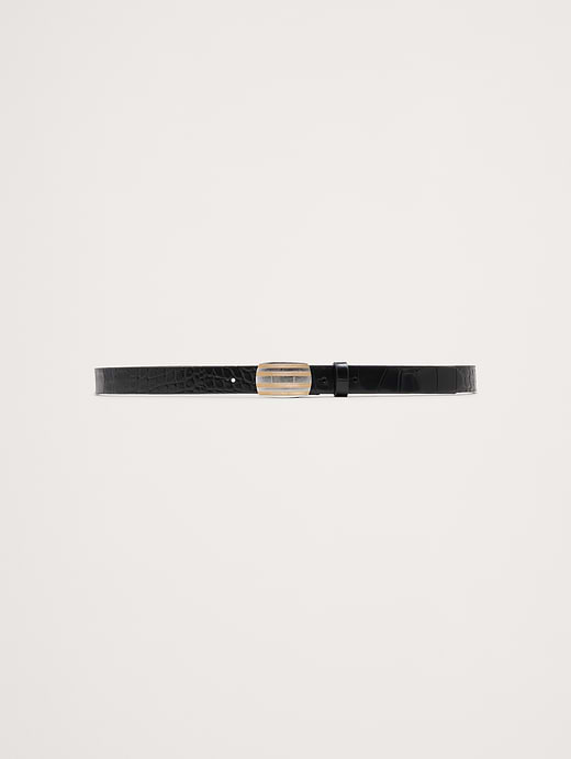 Banana Republic Embossed Leather Plaque-Buckle Belt — photo 1
