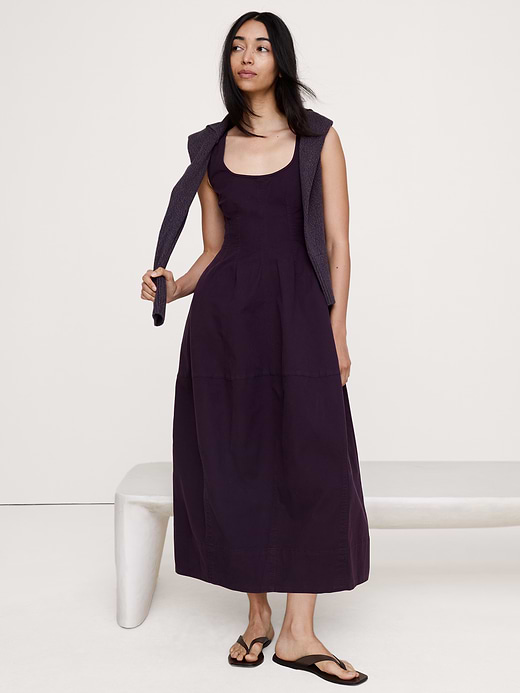 Banana Republic Stretch-Cotton Barrel Midi Dress — photo 1