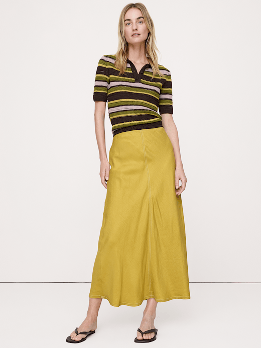 Banana Republic Viscose-Linen Bias-Cut Maxi Skirt — photo 3