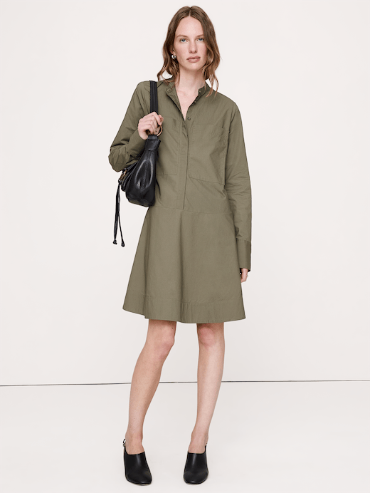 Banana Republic Cotton Trapeze Mini Shirt Dress — photo 1