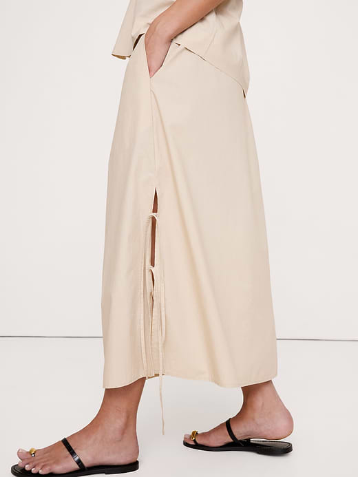 Banana Republic Cotton Poplin Side-Tie Midi Skirt — photo 4