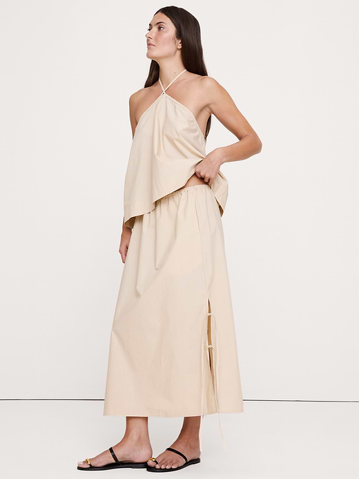 Banana Republic Cotton Poplin Side-Tie Midi Skirt — photo 1