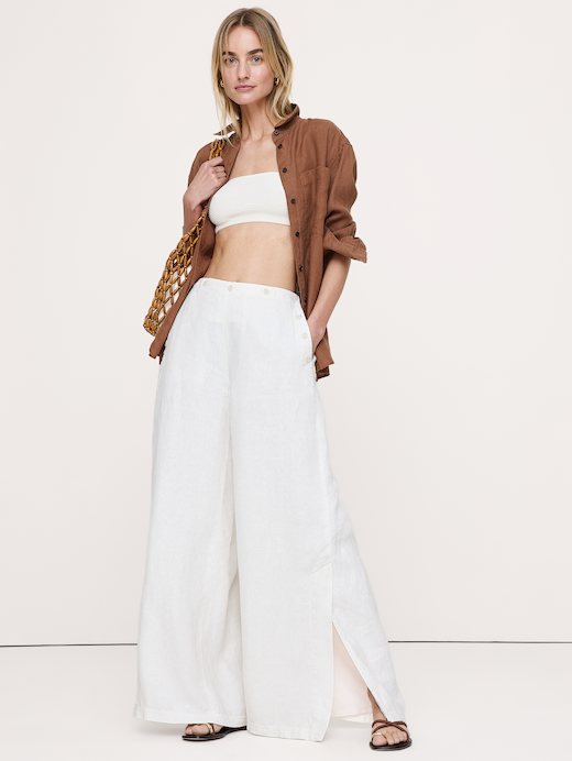Banana Republic High-Rise Wide-Leg Linen Pull-On Sailor Pant — photo 1