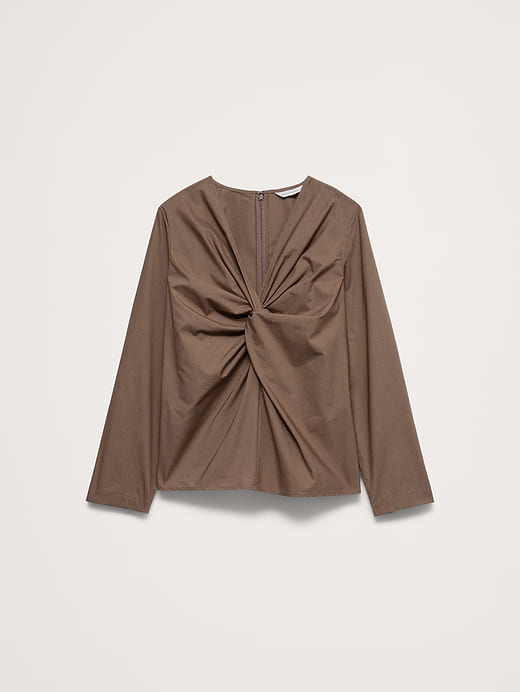 Banana Republic Cotton Poplin Twist-Front Top — photo 5