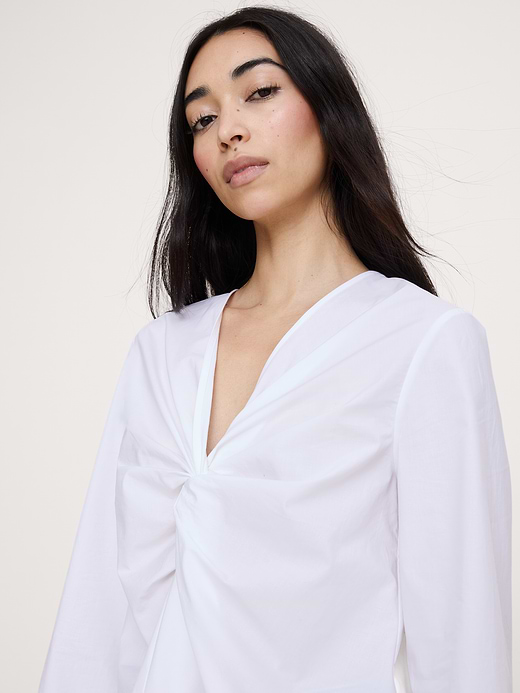 Banana Republic Cotton Poplin Twist-Front Top — photo 4