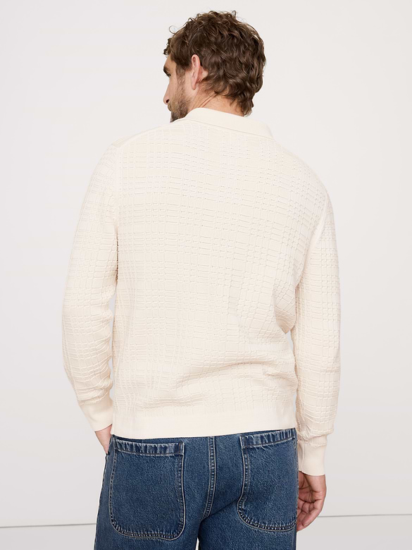 Banana Republic Plaid Texture Cotton Polo Cardigan — photo 3