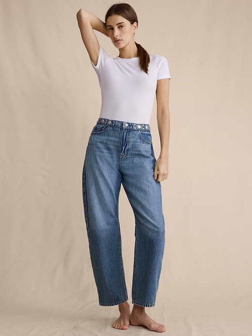 Banana Republic Mid-Rise Barrel Studded Ankle Jean — photo 5