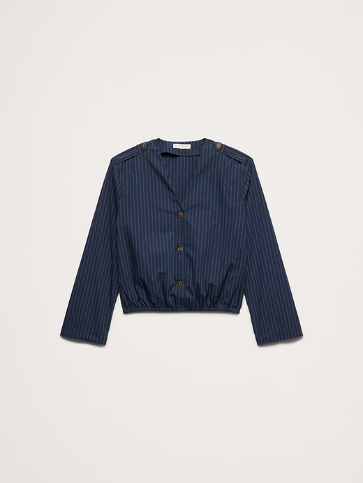 Banana Republic Cotton Poplin Bubble-Hem Shirt — photo 6