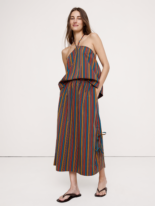Banana Republic Cotton Poplin Side-Tie Midi Skirt — photo 3