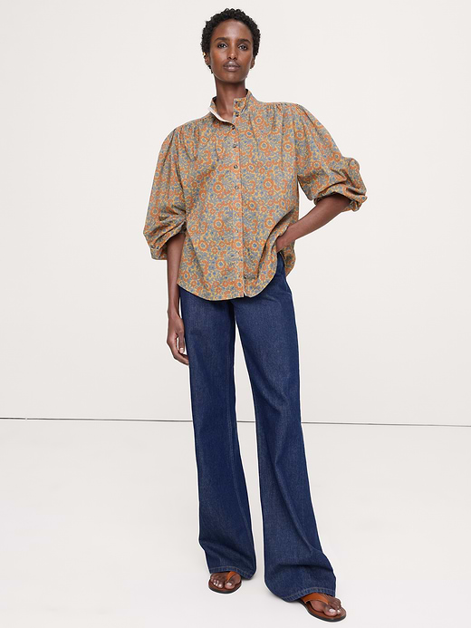 Banana Republic Lightweight Cotton Ruched-Shoulder Shirt — photo 1