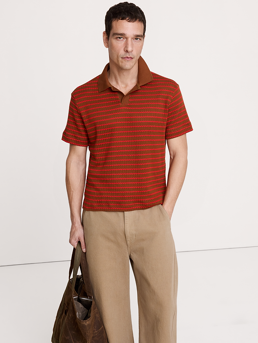 Banana Republic Stripe Johnny-Collar Polo — photo 1