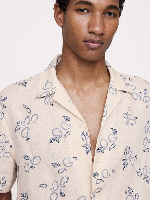 Banana Republic Standard-Fit Embroidered Linen Resort Shirt — photo 4