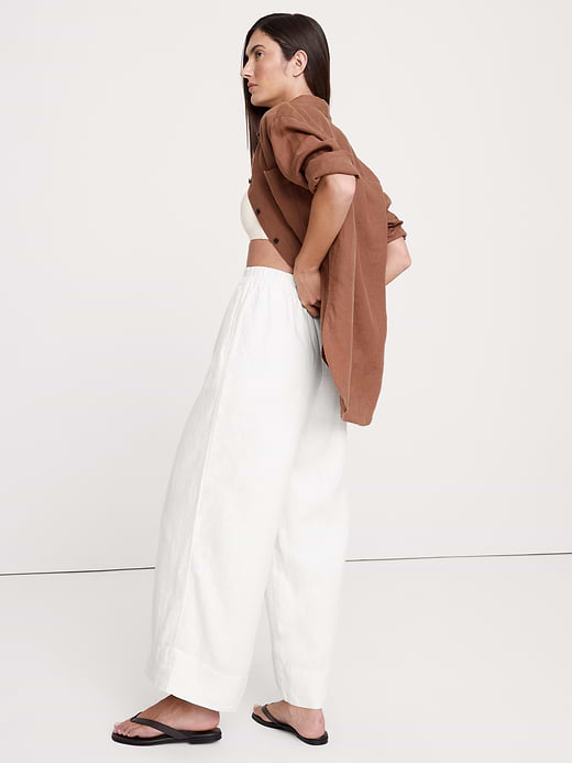 Banana Republic High-Rise Wide-Leg Linen Pull-On Ankle Pant — photo 3