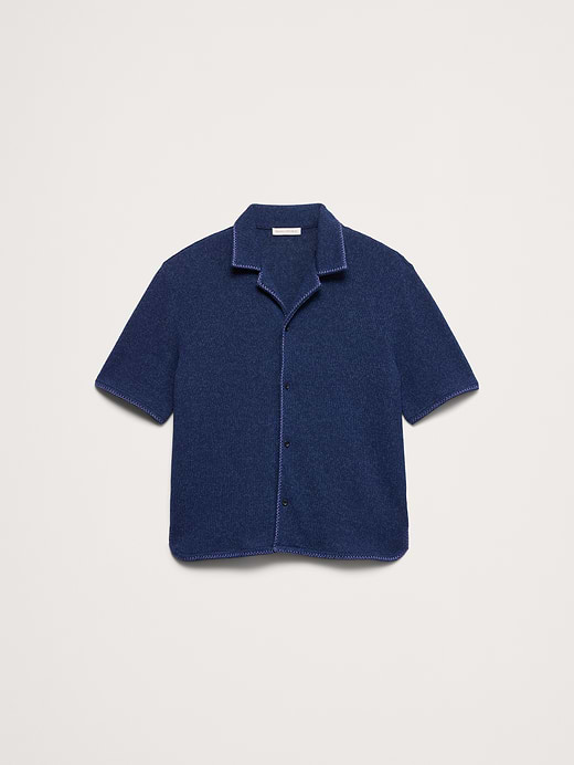 Banana Republic Marled Resort Shirt With Blanket Stitch — photo 5