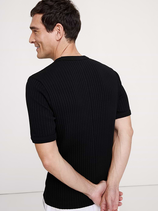 Banana Republic Ribbed Stretch-Cotton Crew-Neck T-Shirt — photo 3