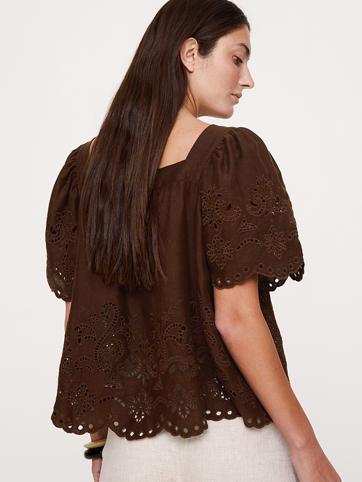 Banana Republic Linen Eyelet Square-Neck Top — photo 3