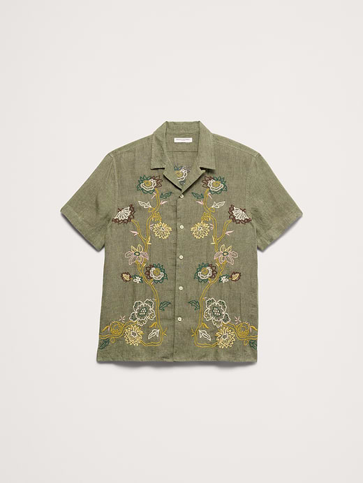 Banana Republic Standard-Fit Embroidered Linen Resort Shirt — photo 5
