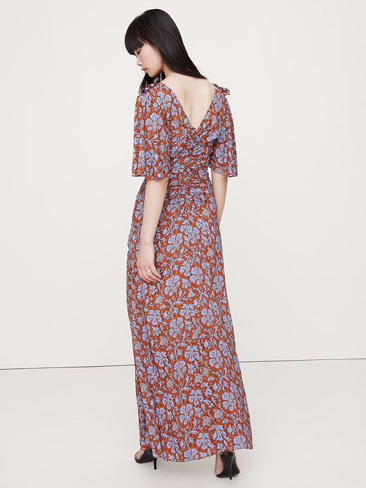 Banana Republic Stretch-Crepe Flutter-Sleeve Maxi Dress — photo 3