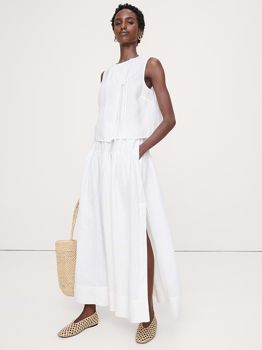 Banana Republic Linen Tiered Tie-Side Maxi Skirt — photo 1