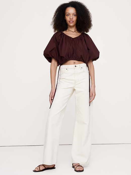 Banana Republic Cotton Poplin Bubble-Hem Cropped Top — photo 6