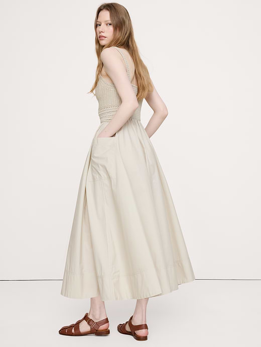 Banana Republic Crochet & Cotton Poplin Mixed-Media Midi Dress — photo 3