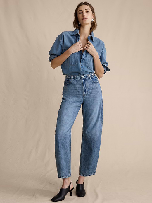 Banana Republic Mid-Rise Barrel Studded Ankle Jean — photo 1
