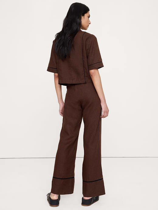 Banana Republic Mid-Rise Kick-Flare Linen Ankle Pant — photo 3