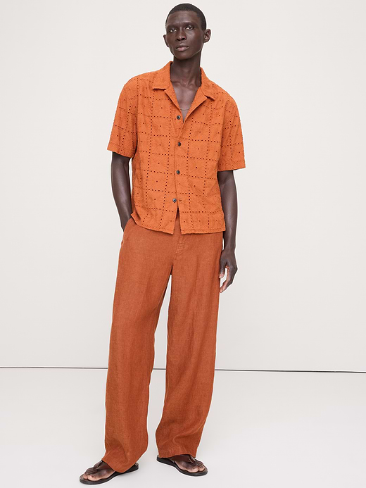 Banana Republic Relaxed-Fit Embroidered Cotton Eyelet Resort Shirt — photo 1