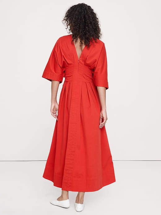Banana Republic Stretch-Cotton Pleated Maxi Dress — photo 3