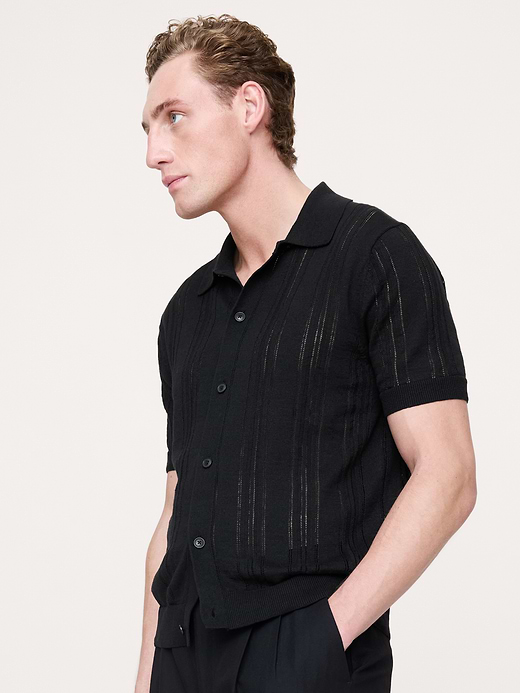 Banana Republic Linen-Cotton Textured Polo Cardigan — photo 1