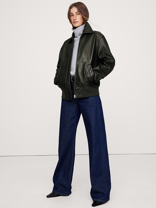 Banana Republic Oversized Distressed Leather Bomber Jacket — photo 1