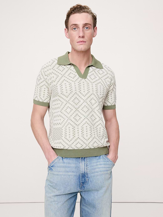 Banana Republic Linen-Cotton Blend Jacquard Polo — photo 1