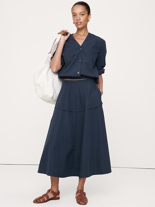 Banana Republic Cotton Poplin Bubble-Hem Shirt — photo 1