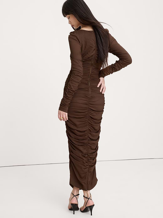 Banana Republic Stretch-Crepe Ruched Midi Dress — photo 3