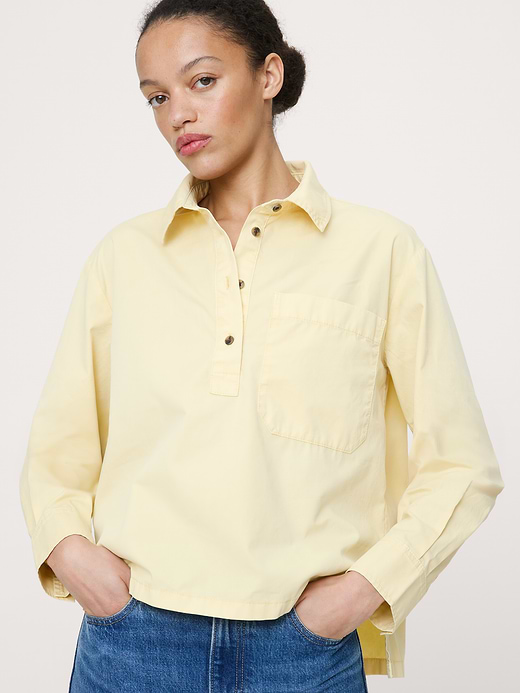 Banana Republic Oversized Cotton Twill Popover Shirt — photo 4