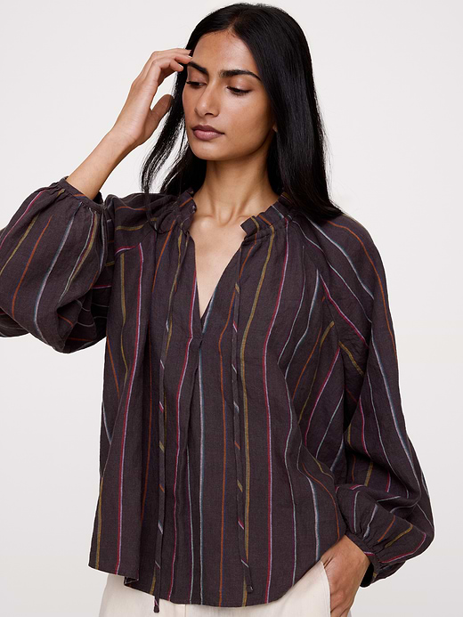 Banana Republic Linen Ruffle-Neck Top — photo 1