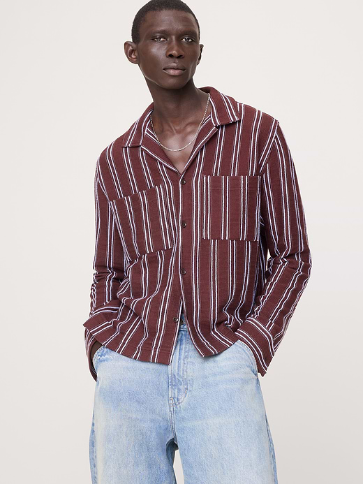 Banana Republic Striped Knit Resort Shirt — photo 1